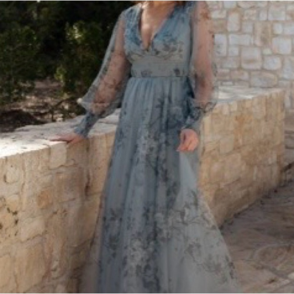 Baltic Born Sheer Light Blue Floral Dress